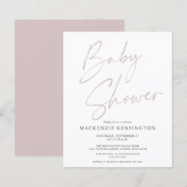 Budget Dusty Pink Script Baby Girl Shower