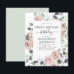 Budget Dusty Pink Sweet Sixteen Birthday Party<br><div class="desc">Budget Dusty Pink Floral Rozen en Eucalyptus Botanical Greenery Waterverf Spring of Summer Sweet Sixteen Birthday Party Invitations - omvat prachtige en elegante scripttypografie met moderne tropische botanische bloemen en groen voor de speciale zoete 16 viering.</div>