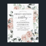 Budget Dusty Pink Sweet Sixteen Birthday Party Flyer<br><div class="desc">Budget Dusty Pink Floral Rozen en Eucalyptus Botanical Greenery Waterverf Spring of Summer Sweet Sixteen Birthday Party Invitations - omvat prachtige en elegante scripttypografie met moderne tropische botanische bloemen en groen voor de speciale zoete 16 viering.</div>