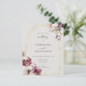 Budget Dusty Plum Floral Wedding QR Code Invite (Staand voorkant)