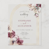 Budget Dusty Plum Floral Wedding QR Code Invite (Voorkant)