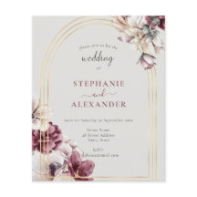 Budget Dusty Plum Floral Wedding QR Code Invite