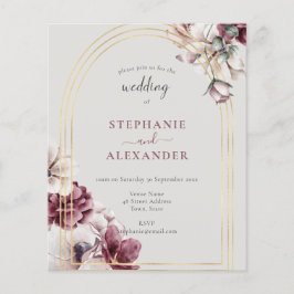 Budget Dusty Plum Floral Wedding QR Code Invite