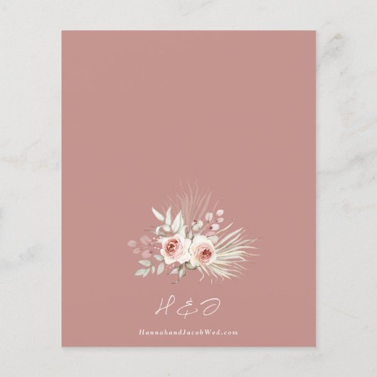 Budget Dusty Roos Boho Wedding Invitation (Achterkant)