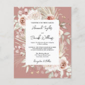 Budget Dusty Roos Boho Wedding Invitation (Voorkant)