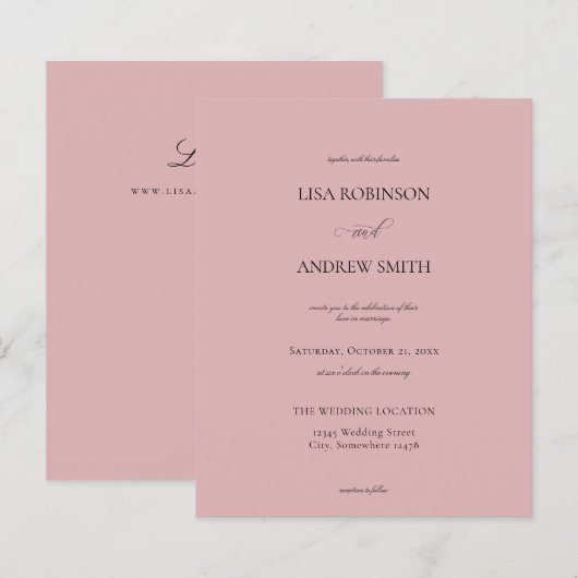 Budget Dusty Roos Calligraphy Wedding (Voorkant / Achterkant)