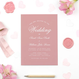 Budget Dusty Roos Calligraphy Wedding Invitation