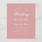 Budget Dusty Roos Calligraphy Wedding Invitation (Voorkant)