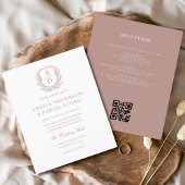 Budget Dusty Roos Crest Wedding QR Code Uitnodigin