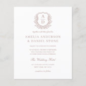 Budget Dusty Roos Crest Wedding QR Code Uitnodigin Flyer (Voorkant)