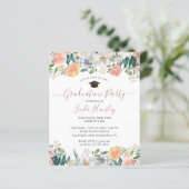 Budget Dusty Roos Floral Graduation Party nodigt u (Staand voorkant)