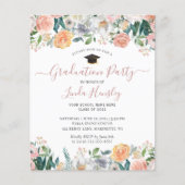 Budget Dusty Roos Floral Graduation Party nodigt u (Voorkant)