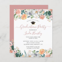 Budget Dusty Roos Floral Graduation Party nodigt u