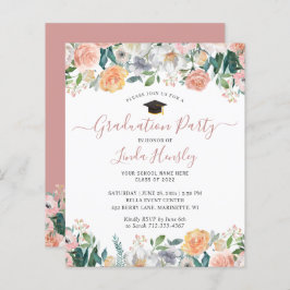 Budget Dusty Roos Floral Graduation Party nodigt u