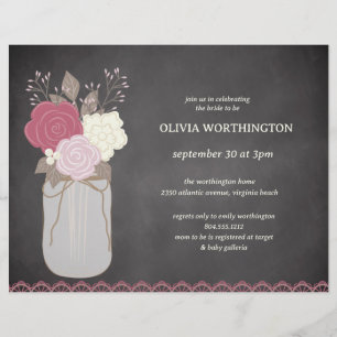 Budget Dusty Roos Floral Mason Jar Vrijgezellenfee Flyer