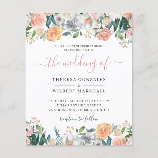 Budget Dusty Roos Floral Wedding (Voorkant)