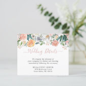 Budget Dusty Roos Floral Wedding Details Kaart (Staand voorkant)