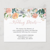 Budget Dusty Roos Floral Wedding Details Kaart (Voorkant)