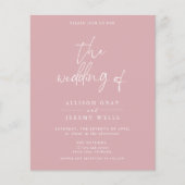 Budget Dusty Roos Floral Wedding Flyer (Voorkant)