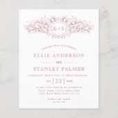 BUDGET Dusty roos heraldic bruiloft uitnodiging (Voorkant)