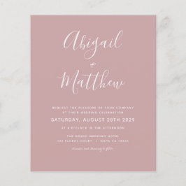 Budget Dusty Roos Moderne Foto Wedding Invitation