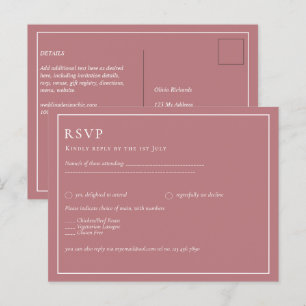 BUDGET Dusty Roos Monochrome RSVP Simple Plain Briefkaart
