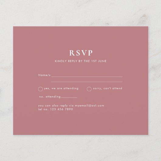 BUDGET Dusty Roos Monochrome RSVP Simple Plain Flyer (Voorkant)