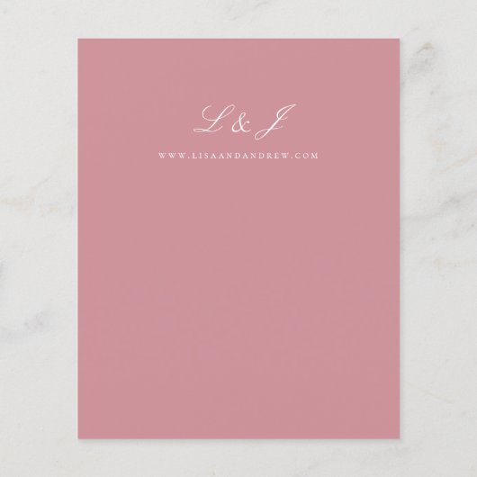 Budget Dusty Roos Pink Calligraphy Wedding Flyer (Achterkant)
