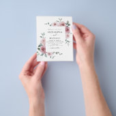 Budget Dusty Roos Pink Floral Greenery Wedding Flyer (Hand)