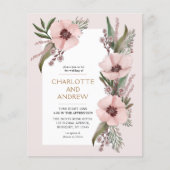 Budget Dusty Roos Pink Gold Floral Wedding Invite (Voorkant)