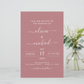 Budget Dusty Roos Pink Wedding Modern Typografie (Staand voorkant)