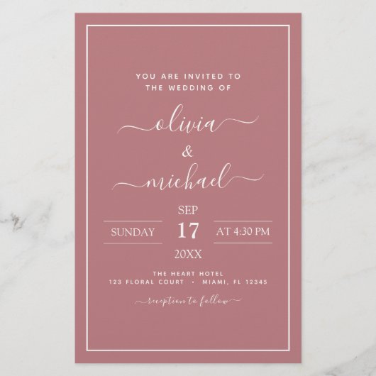 Budget Dusty Roos Pink Wedding Modern Typografie (Voorkant)