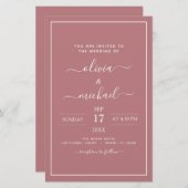 Budget Dusty Roos Pink Wedding Modern Typografie (Voorkant / Achterkant)