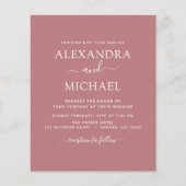 Budget Dusty Roos Pink Wedding Modern Typografie (Voorkant)