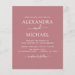 Budget Dusty Roos Pink Wedding Modern Typografie