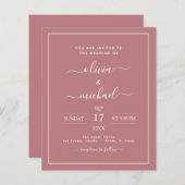 Budget Dusty Roos Pink Wedding Modern Typografie (Voorkant / Achterkant)