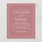 Budget Dusty Roos Pink Wedding Modern Typografie (Voorkant)