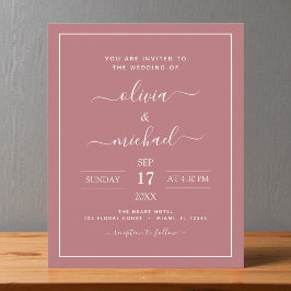 Budget Dusty Roos Pink Wedding Modern Typografie F Flyer