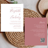 Budget Dusty Roos Script QR Code Wedding Invite