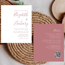 Budget Dusty Roos Script QR Code Wedding Invite