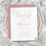 Budget Dusty Roos Script Weddenschap<br><div class="desc">Deze elegante budgetvriendelijke huwelijksuitnodiging voor rozen kan worden gepersonaliseerd met uw informatie in het teken van een tekenstijl. Ontworpen door: Thisnotme©</div>