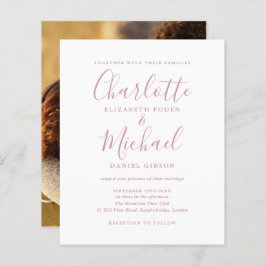 Budget Dusty Roos Script Weddenschap Foto uitnodig