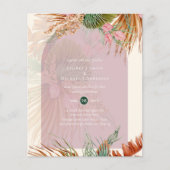 BUDGET Dusty Roos Tropical Pampas Grass Wedding Flyer (Voorkant)