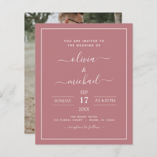 Budget Dusty Roos Weddenschap met Fotouitnodiging (Voorkant / Achterkant)