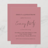 Budget Dusty Roos Wedding Evening Party Invite (Voorkant / Achterkant)