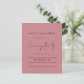 Budget Dusty Roos Wedding Evening Party Invite (Staand voorkant)