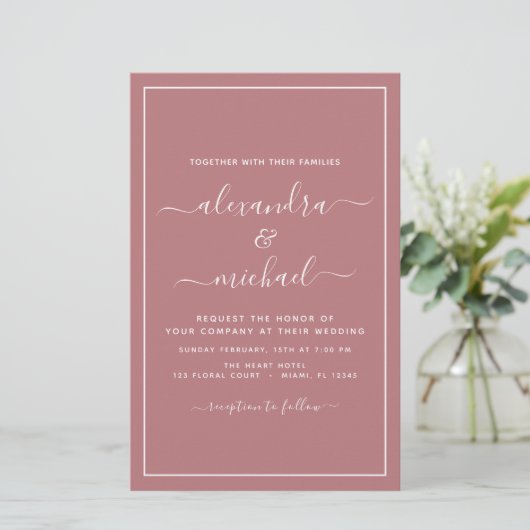 Budget Dusty Roos Wedding Modern Typografie (Staand voorkant)