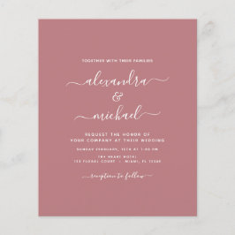 Budget Dusty Roos Wedding Modern Typografie Flyer