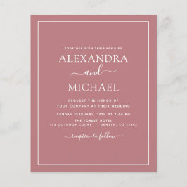 Budget Dusty Roos Wedding Modern Typography Flyer