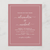 Budget Dusty Roos Wedding Modern Typography Flyer (Voorkant)